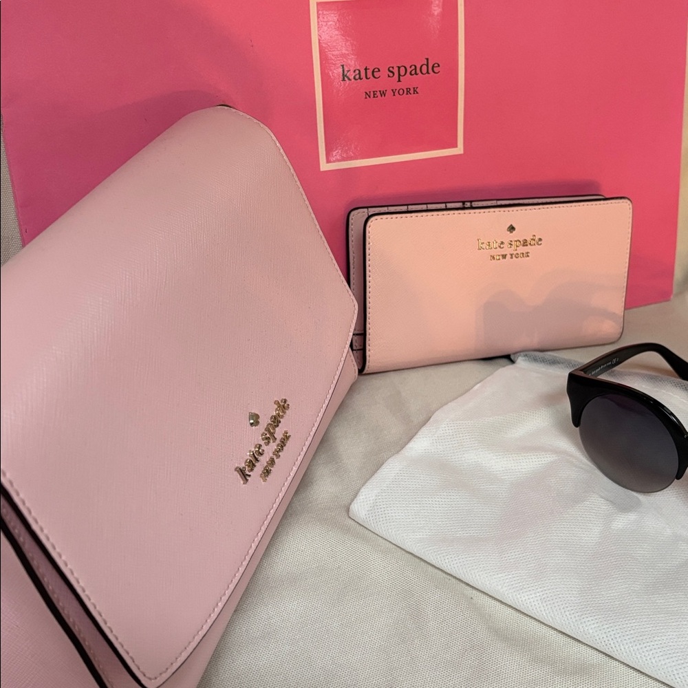 Kate Spade Pink purse/ wallet/ sunglasses bundle